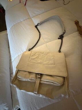 Zara Cream Chain-Strap Crossbody Bag